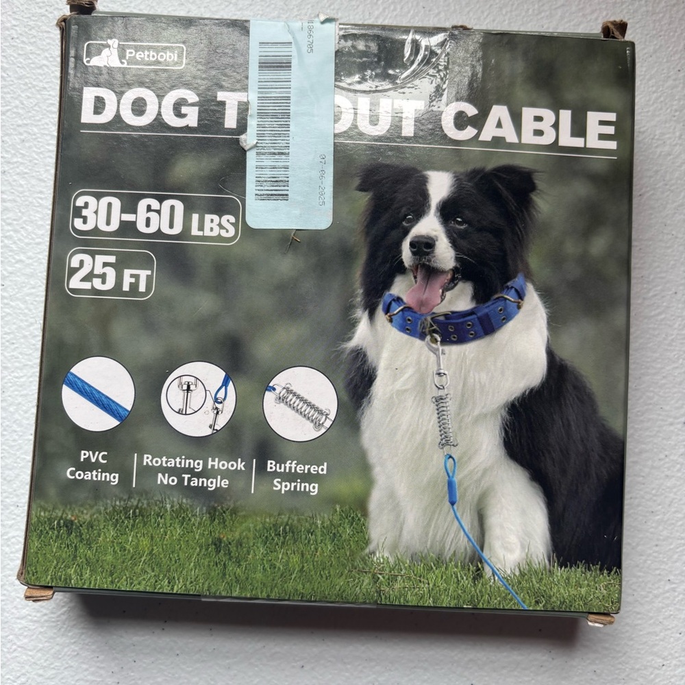 Letbobi Blue Dog Tie-Out Cable with Rotating Hook